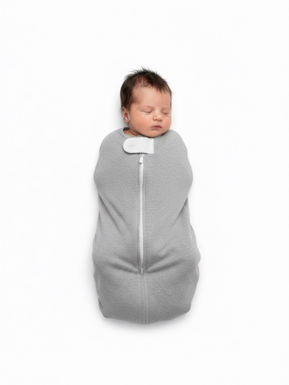 Grey Baby Swaddle Sack - Cozy Zip-Up Sleep Pod